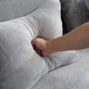 English Elm Queen Plush Floor Sofa Futon with 4 Pillows — Modern Foam Folding Couch Mattress for Living Room Guest Bedroom LIGHT GREY W3612P336072