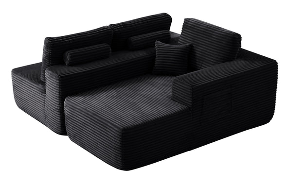 English Elm 104" Plush Corduroy L-shape Sectional Deep Seat Modular Sofa with Chaise Storage W3975S00044