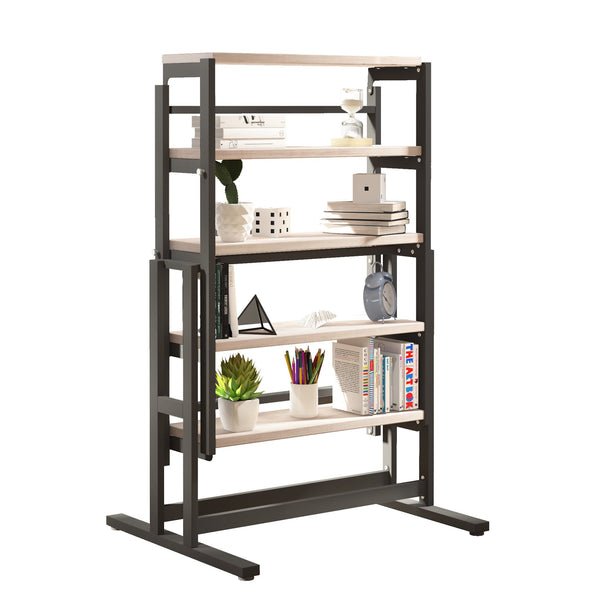 English Elm Vintage Solid Mahogany Convertible Table & Shelf with Metal Frame — Space-Saving Dining to Display W760P178255