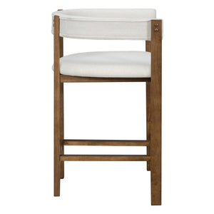 English Elm Christopher Knight Home® - COUNTER Mid-Century Modern 2-Piece Upholstered Barrel Back Stools with Rubberwood Frame and Foam Padding Beige N771P243848D