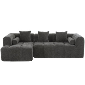 English Elm 101.2" Modular Sectional Sofa Deep Cushioned Beige Curved Couch for Living Room N719P257500E