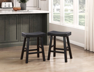 English Elm Transitional Counter Height Stools Set of 2 — 24" Rustic Accent Solid Rubberwood Seats for Islands Black 39.75 L x 20 W x 9.25 H B011P284431