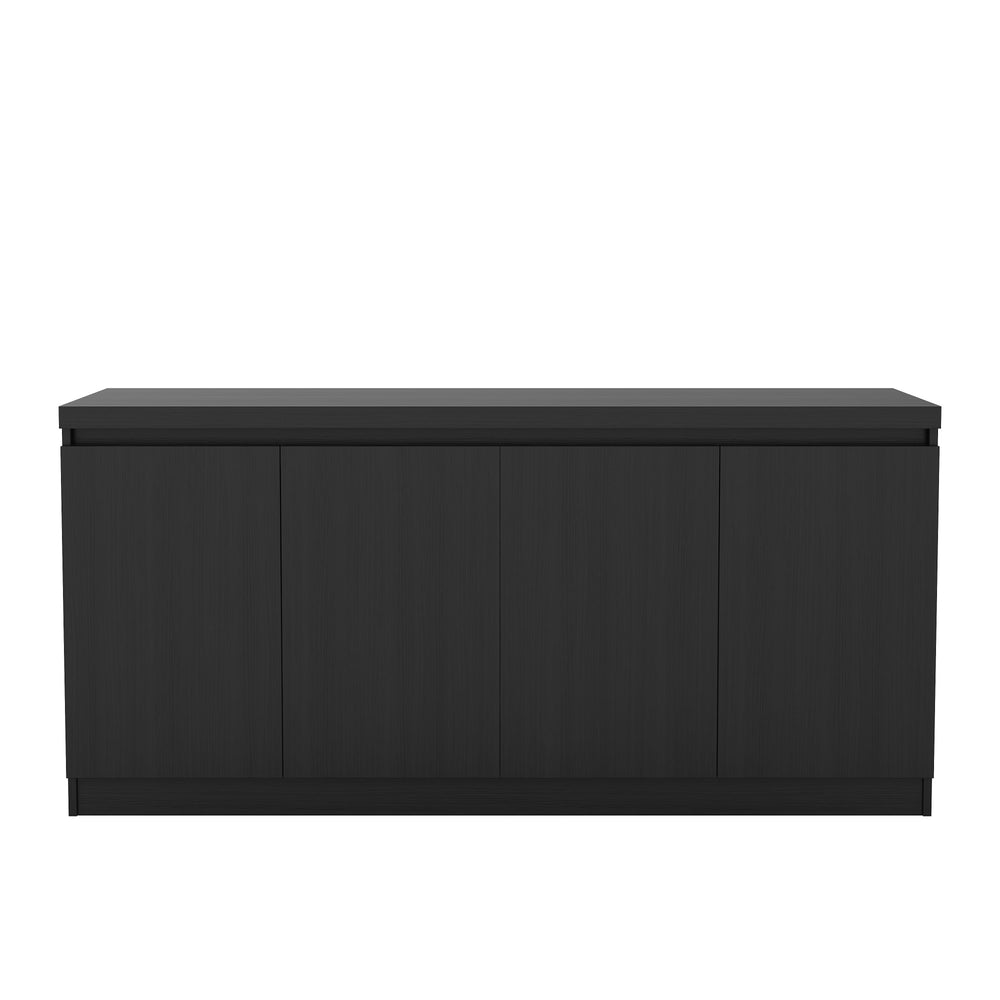 English Elm Sideboard Matte Black Four Door Storage Cabinet for Dining Room or Entryway B365P415822