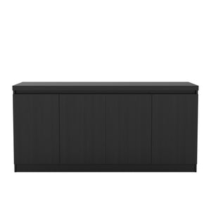 English Elm Sideboard Matte Black Four Door Storage Cabinet for Dining Room or Entryway B365P415822