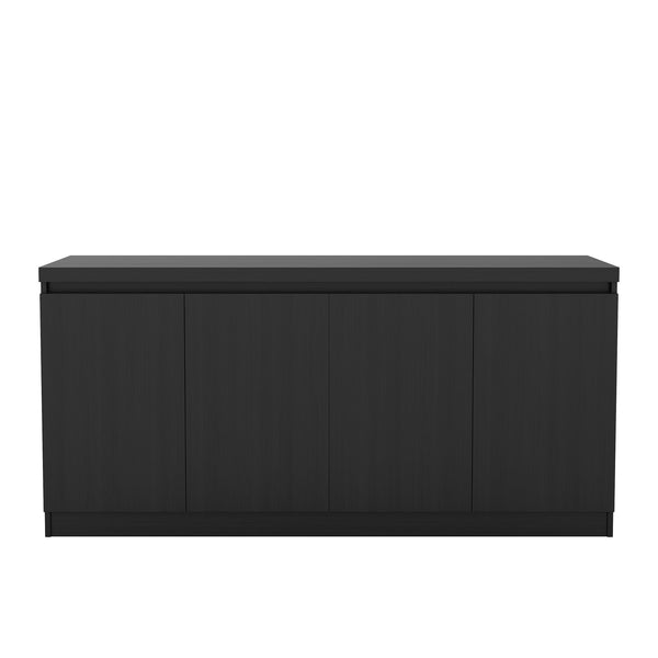English Elm Sideboard Matte Black Four Door Storage Cabinet for Dining Room or Entryway B365P415822