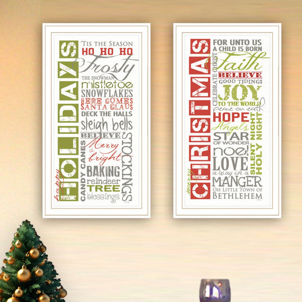 English Elm Trendy Decor 4u Happy Holidays Framed Wall Art 2 Piece Set for Festive Home B067P256623