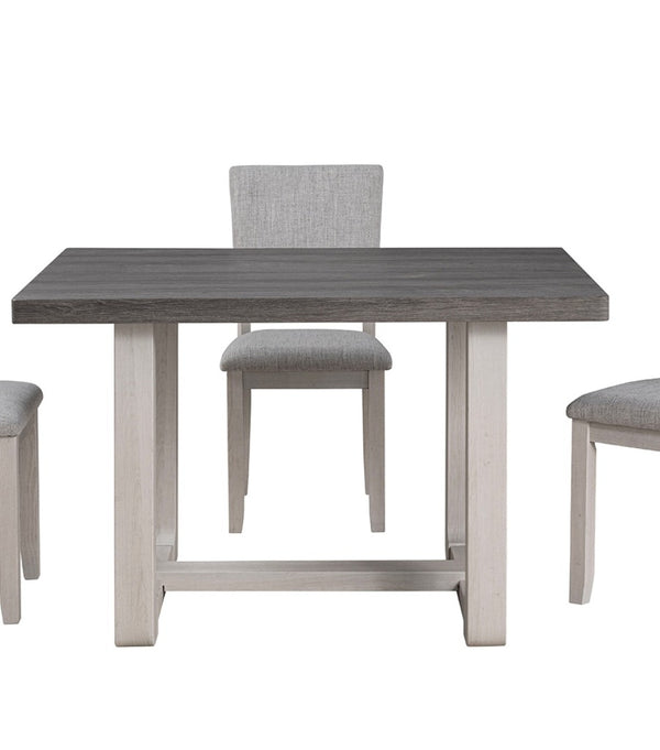 English Elm Transitional Trestle Base Dining Set with Upholstered Chairs for Modern Farmhouse Rooms Gray B2741S00784