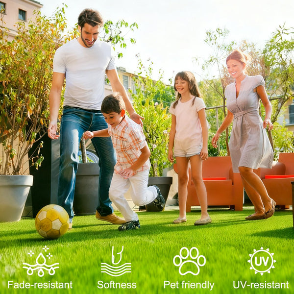 English Elm 3ftx32ft Outdoor Artificial Turf Runner Thick Four-tone Blades Patio Pet Drain Mat W1790P396374