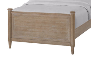English Elm Mindi Twin Bed with Mindi Veneer Panel Headboard, Tapered Legs, Durable Solid Wood Frame, Calm Finish Sand 58 L x 47 W x 6 H B2699S00085
