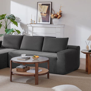 English Elm Cloud Oversized Corduroy Chaise Sectional with Deep Seat for Cozy Living Spaces W3975P391634
