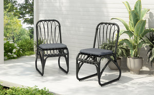 English Elm Christopher Knight Home® - Outdoor Hand-Woven PE Rattan Patio Dining Chairs Set of 2 with Iron Frame 400lb Capacity, No Assembly Required Black+ Gray N762P236169G