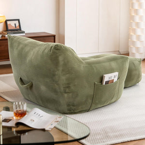 English Elm Bean Bag Chair with Armrests Shredded Foam Fill Oversized Lounge Seat for Adults Green W5385P433244