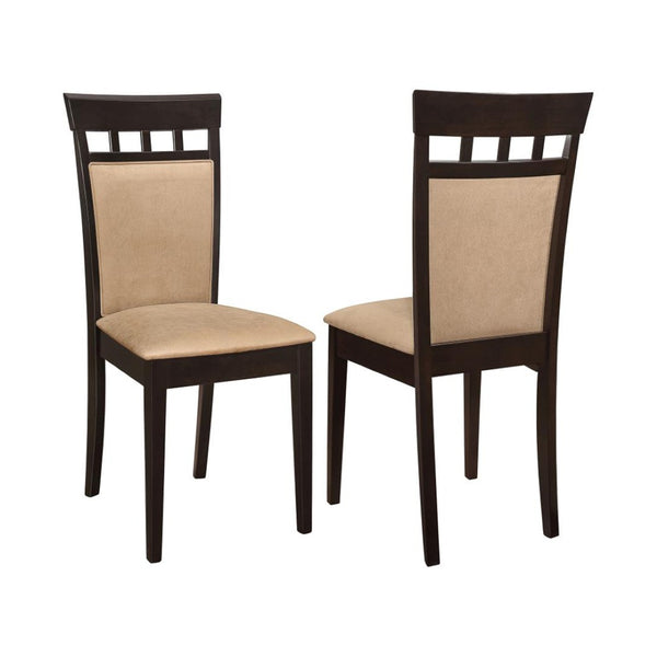 English Elm Set Of 2 Upholstered Side Chairs - Stylish Cappuccino Frame With Cozy Tan Fabric For Comfort B016P223065-GIGA