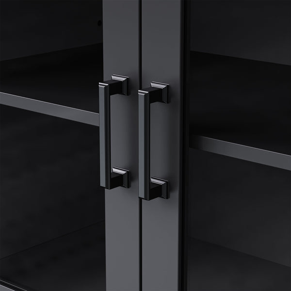 English Elm On-Trend Farmhouse Entertainment Center For Tvs Up To 70" With Adjustable Shelves & Glass Doors N721S000041B