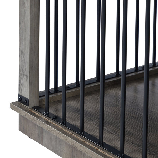 English Elm Wf005-gw,the Dual Compartment Furniture Style Dog Crate with Open Shelves for Living Rooms W308P171239