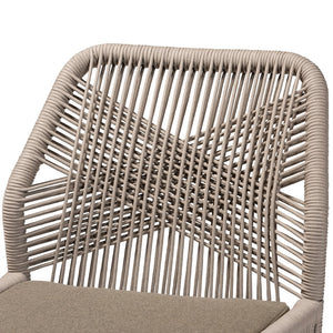 English Elm Mid-century Artisan Woven Rope Back Mahogany Dining Chair with Removable Cushion B2750P470064