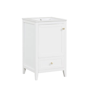 English Elm 20" Modern Bathroom Vanity With Sink, Soft-Close Door & Drawer, Ideal For Small Spaces, White Finish N725P351851K