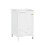 English Elm 20" Bathroom Vanity With Sink, Bathroom Cabinet With Soft Closing Door, Storage Rack and A Drawer, White