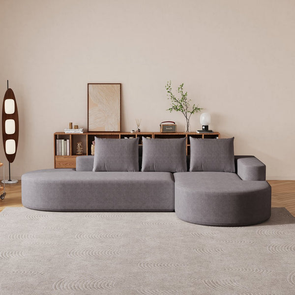 English Elm Modern Curved Sectional Sofa - Soft Chenille Upholstery, Modular Design, 3 Pillows & Easy Setup W834S00452