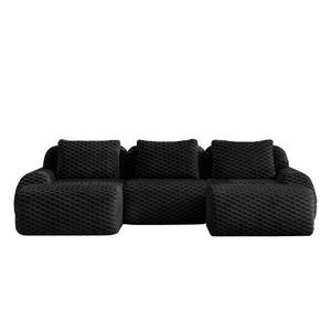 English Elm 114" Oversized U-shaped Sectional Sofa Flannelette Modular Living Room Couch with Ottoman W714S01534