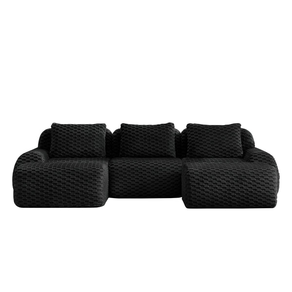 English Elm 114" Oversized U-shaped Sectional Sofa Flannelette Modular Living Room Couch with Ottoman W714S01534