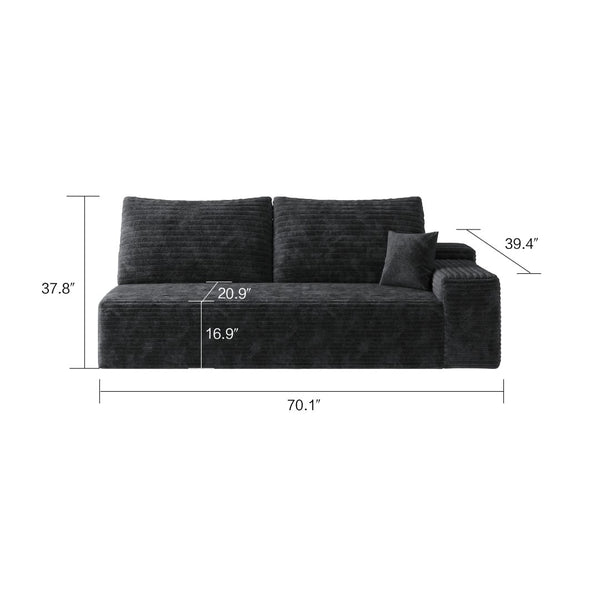 English Elm Y119-3Seat-Left-Black-Sofa - Cozy Modern Sectional With Reversible Chaise For Effortless Comfort & Style W2824P236991-GIGA