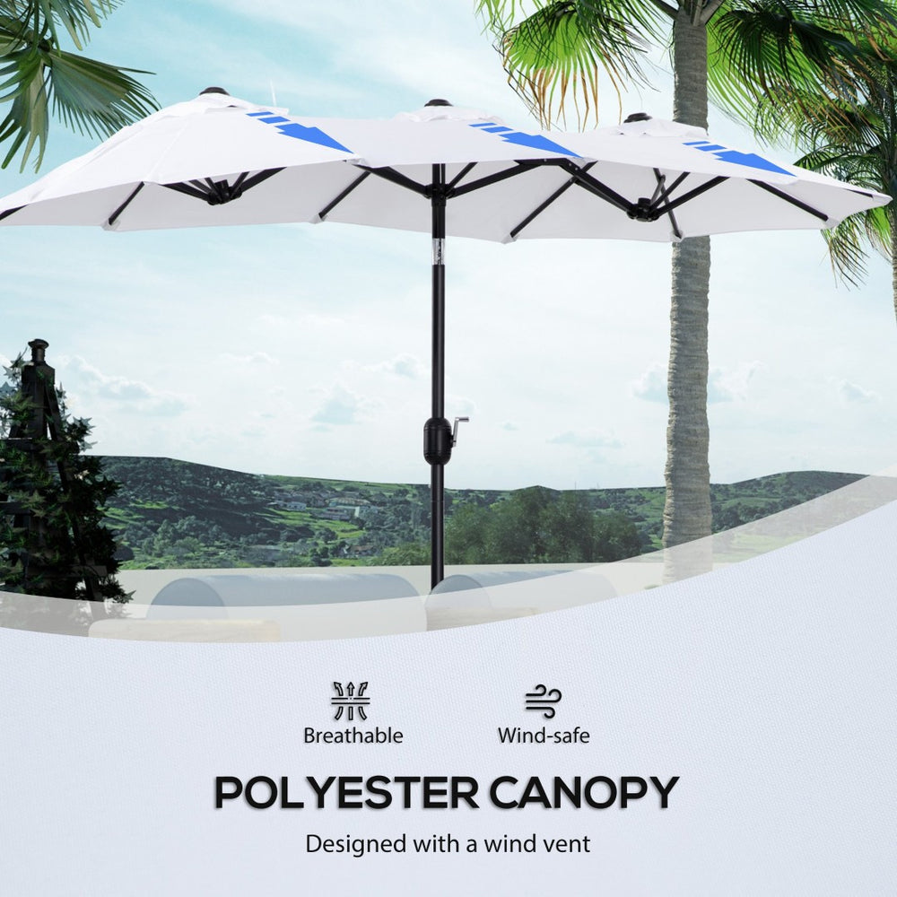English Elm Outsunny 9.5' Double-Sided Patio Umbrella With Tilt & Crank, Large Canopy For Outdoor Shade & Style W2225P200475-GIGA