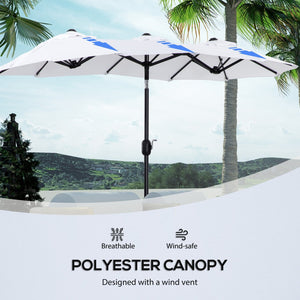 English Elm Outsunny 9.5' Double-Sided Patio Umbrella With Tilt & Crank, Large Canopy For Outdoor Shade & Style W2225P200475-GIGA