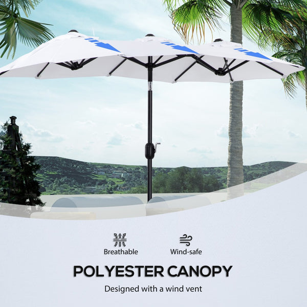 English Elm Outsunny 9.5' Double-Sided Patio Umbrella With Tilt & Crank, Large Canopy For Outdoor Shade & Style W2225P200475-GIGA