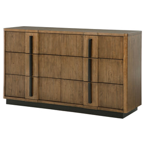 English Elm Moraga Fluted Ash Veneer Six Drawer Dresser with Warm Tonal Finish for Modern Bedrooms B062P451802