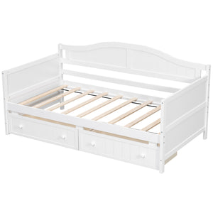 English Elm Twin Wood Daybed Sofa with Storage Drawers Arched Frame for Guest or Kids Room N708P357111K