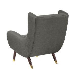 English Elm Modern Wingback Upholstered Accent Chair with Solid Wood Frame, Gold-Tip Legs, Plush Pocket Coil Comfort Dark Gray 30.5 L x 33.5 W x 32 H B011P393059