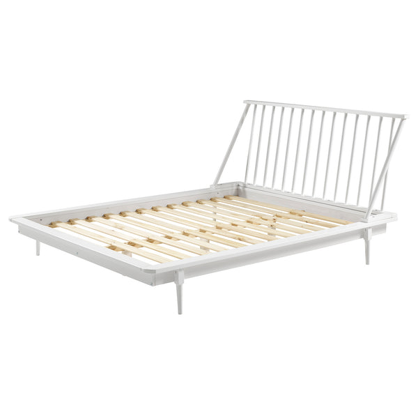 Modern Wood Queen Spindle Bed White BQSPINWH Walker Edison