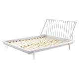 Modern Wood Queen Spindle Bed White BQSPINWH Walker Edison