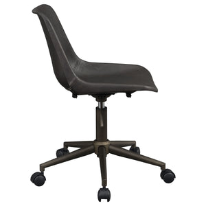 English Elm Ralston Brown Upholstered Office Chair with Ergonomic Curved Seat, Soft Padding, Smooth Casters, Stylish Comfort B062P331104