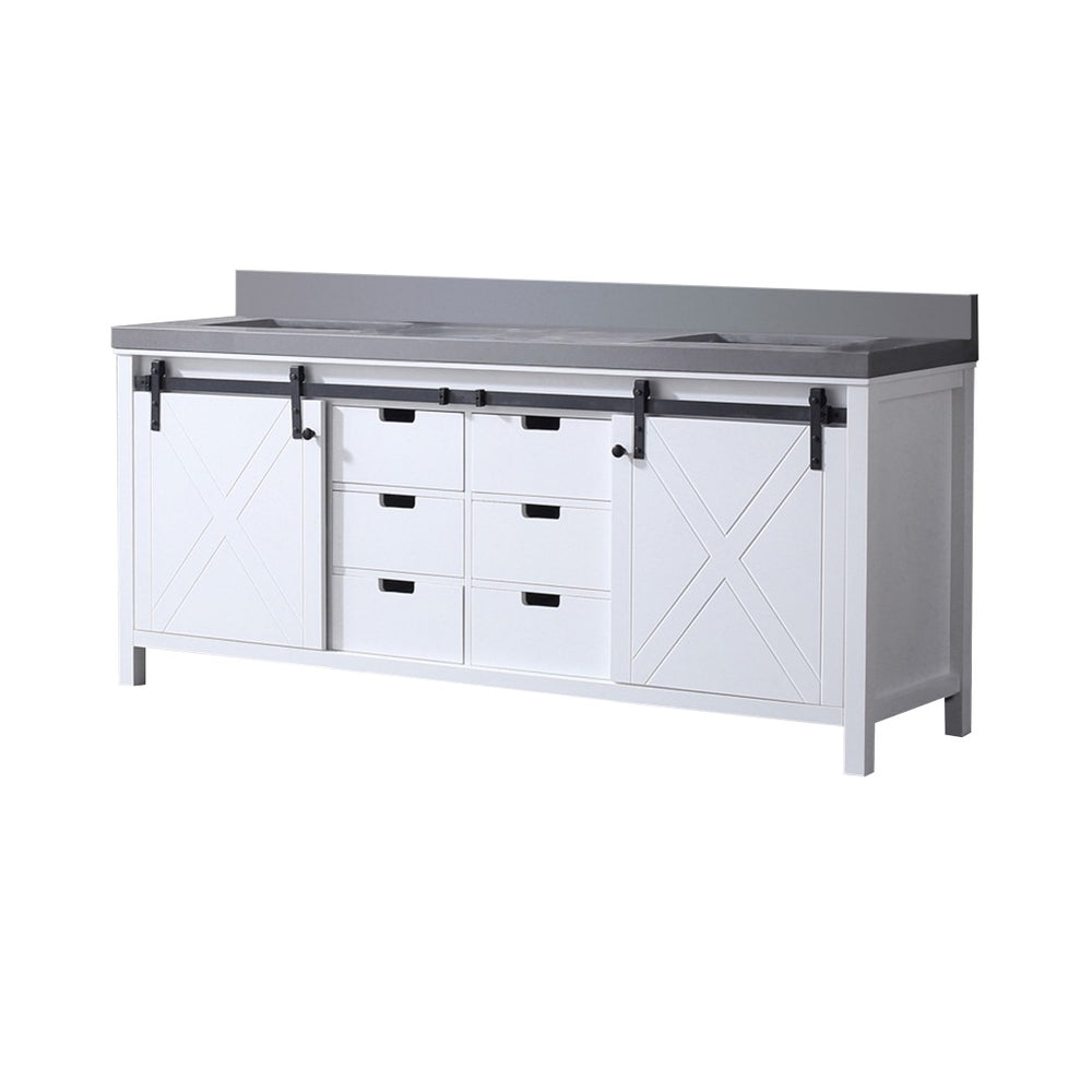 English Elm White Double Bath Vanity With Grey Quartz Countertop - Elegant Design, Ample Storage & Soft-Close Features B2731P260057-GIGA