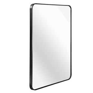 English Elm 30x40 Inch Metal Framed Rectangular Bathroom Mirror 4mm HD Glass Shatterproof Film Modern Design Black W2203P303033