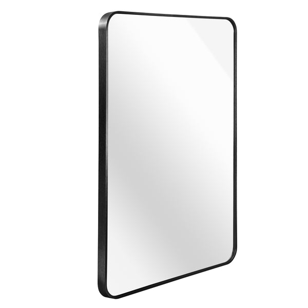 English Elm 30x40 Inch Metal Framed Rectangular Bathroom Mirror 4mm HD Glass Shatterproof Film Modern Design Black W2203P303033