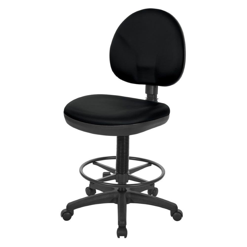 OSP Home Furnishings Sculptured Ergonomic Drafting Chair with Lumbar Support Padded Seat and Adjustable Footring Black DC550-R107