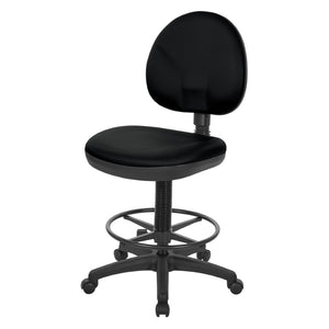 OSP Home Furnishings Sculptured Ergonomic Drafting Chair with Lumbar Support Padded Seat and Adjustable Footring Black DC550-R107