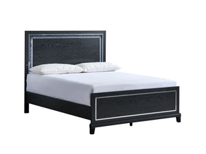English Elm Livingston King Panel Bed - Elegant Black Finish With Backlit Headboard For Modern Bedroom Style B078S00638