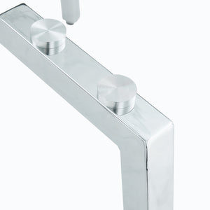 English Elm Glass Tempered Dining Table 51" x 31" Modern Minimalist Rectangular for 4-6 with Metal Legs, Easy-Clean Surface, Sturdy Design W1512S00174