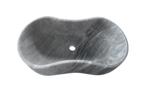 English Elm Carrara Gray Marble Vessel Sink - Semi-Polished, Unique Design For Elegant Bathrooms, 23.6X14.2 Inches W1696P333270
