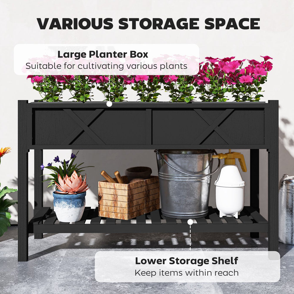 English Elm Outdoor Raised Planter Box with Drainage Reservoir for Herbs Vegetables Balcony T3971P422280