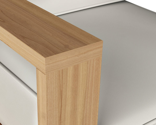 Sunpan Cagliari Armchair - Modern Outdoor Retreat with Teak Wood and Durable Powder Coated Aluminum Frame Palazzo Cream