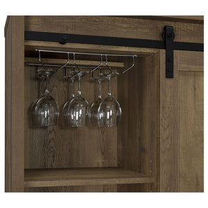 English Elm Arcata Farmhouse Bar Cabinet with Sliding Barn Door Wine Rack and Stemware Storage B062P440252