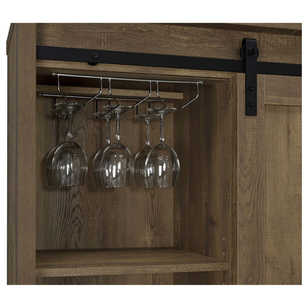 English Elm Arcata Farmhouse Bar Cabinet with Sliding Barn Door Wine Rack and Stemware Storage B062P440252