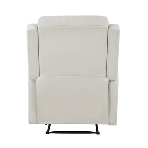 English Elm Taupe Reclining Chair with Taupe Faux Leather Upholstery, Pull-Tab Recliner, Solid Wood Frame, Comfortable Living Room Accent B011P294678