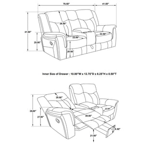 English Elm Masley Grey 3-Piece Reclining Sofa Set with Cup Holders, Storage & Leatherette Accents for Cozy Entertaining B062S01167