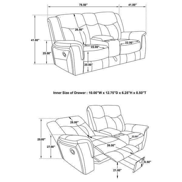English Elm Masley Grey 3-Piece Reclining Sofa Set with Cup Holders, Storage & Leatherette Accents for Cozy Entertaining B062S01167